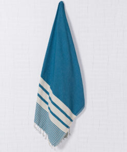 Multi-Stripe Turkish Towel - Petrol Blue
