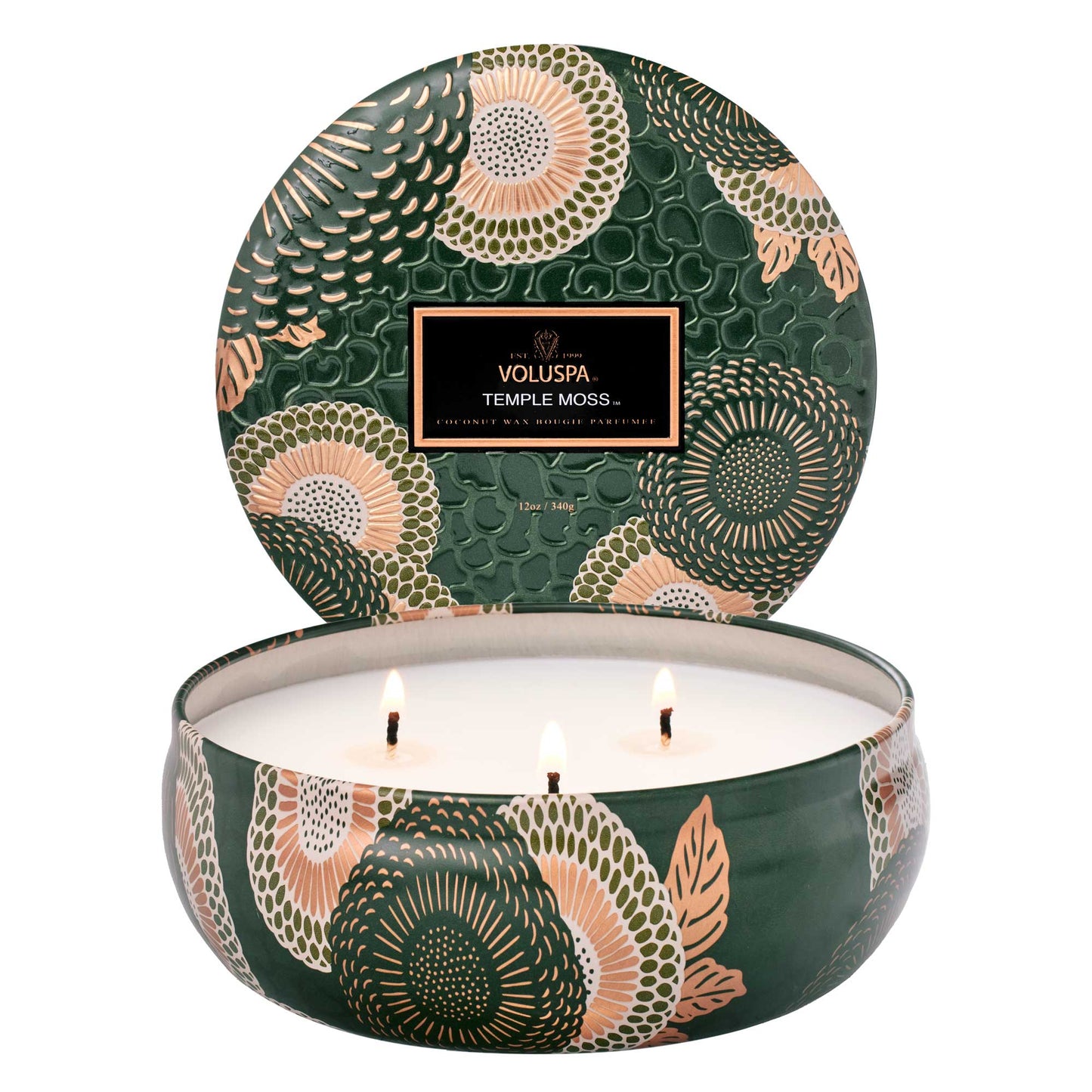 Temple Moss 3-Wick Candle in Tin