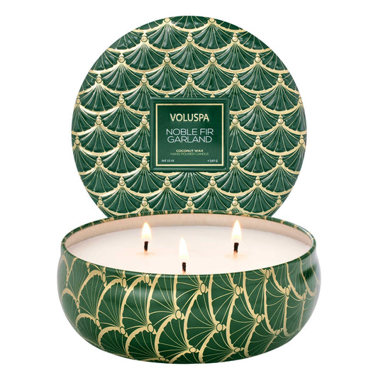 Noble Fir Garland 3-Wick Tin