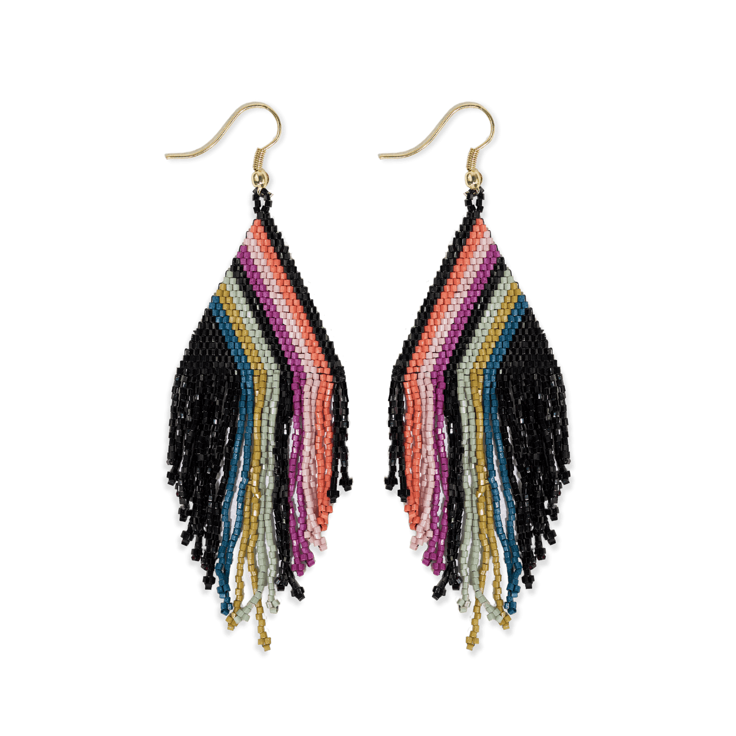 Haley Earrings - Falling Lines Rainbow