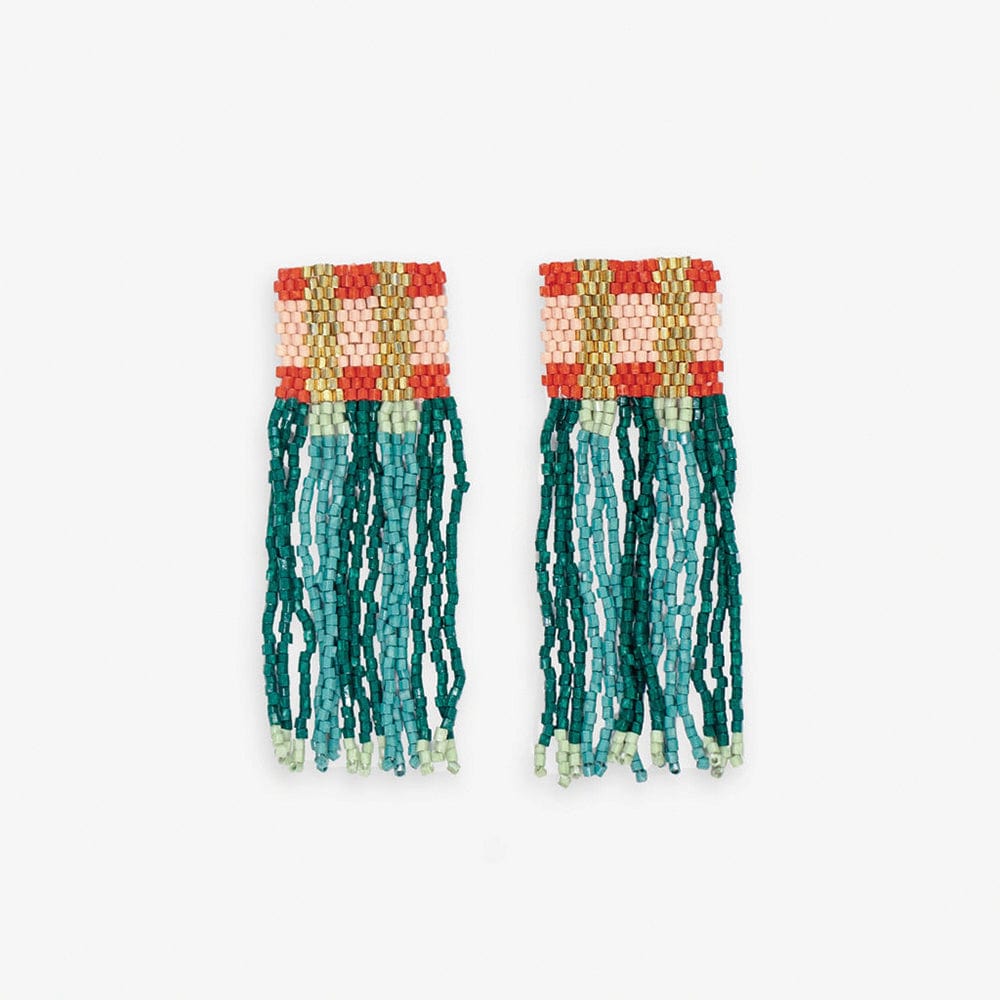 Ava Crossing Earrings - Teal & Poppy