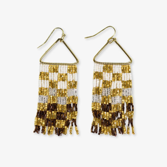 Paige Earrings - Mixed Metal Checks