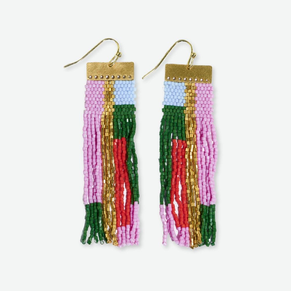 Mckenzie Fringe Earrings - Pink & Light Blue