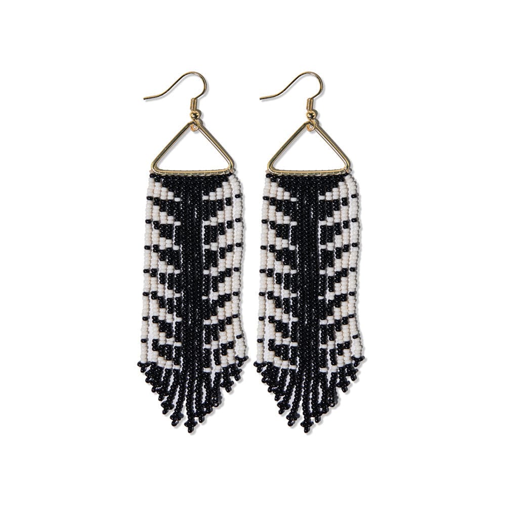 Emilie Earrings - Arrow Fringe Black