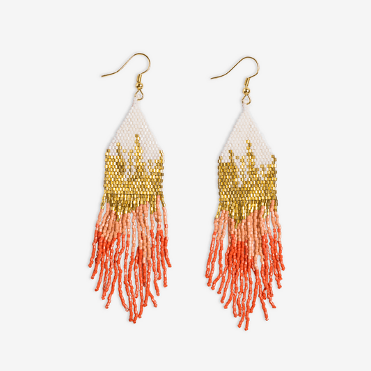 Claire Earrings - Ombre Fringe Coral