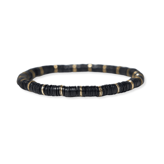 Grace Bracelet - Solid Black with Thin Gold Stripe