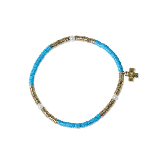 Rory Bracelet - Turquoise with Gold & Pearls